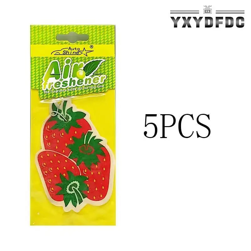 3-80pcs Fruit Car Air Freshener Natural Aromatherapy Tea Paper Hanging Perfume Vanilla Auto Parts Interior