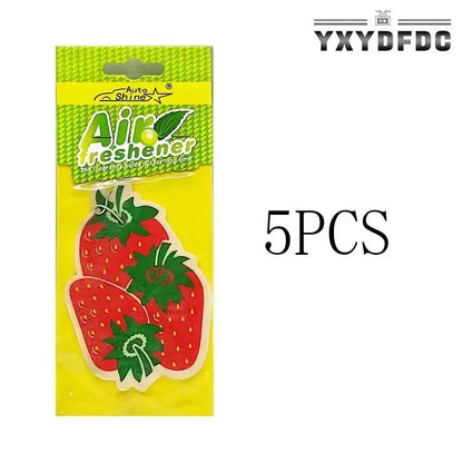 3-80pcs Fruit Car Air Freshener Natural Aromatherapy Tea Paper Hanging Perfume Vanilla Auto Parts Interior