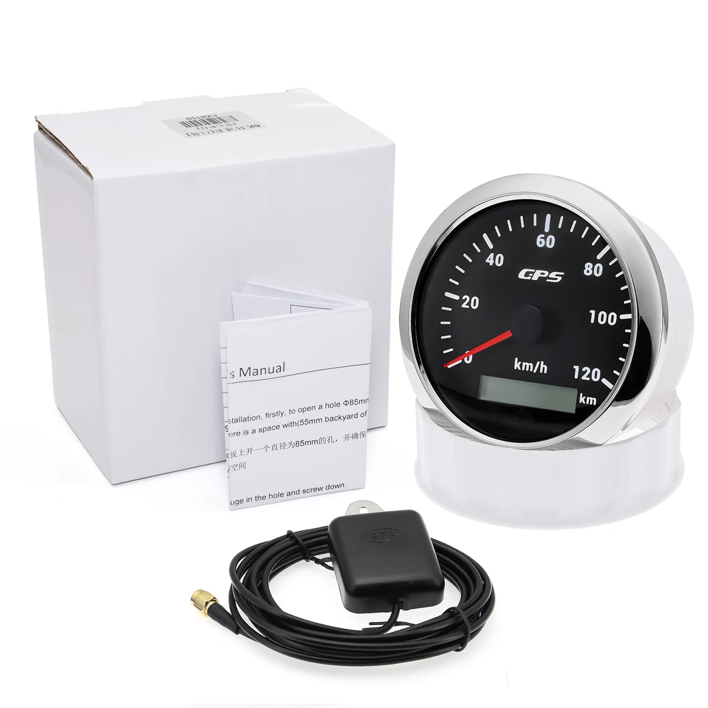 7 Color LED  30/60/80/120/200KMH 85MM GPS Speedometer Gauge with GPS Antenna For Motorcycle Boat Car Truck Speed Gauge 9-32V