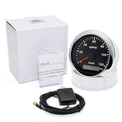 7 Color LED  30/60/80/120/200KMH 85MM GPS Speedometer Gauge with GPS Antenna For Motorcycle Boat Car Truck Speed Gauge 9-32V