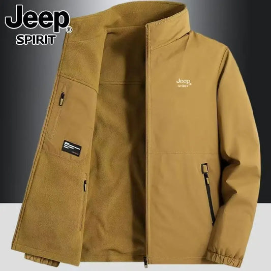 JEEP's new men's Jeep warm windproof jacket with a stand-up collar for autumn and winter, a double-sided casual jacket