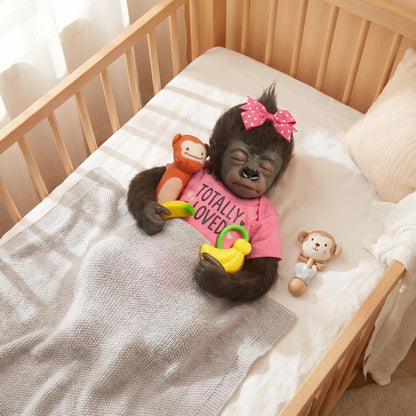 NPK 18inch Lifelike Reborn Baby Orangutan Doll Soft Touch Dark Skin Hand Root Hair Cuddly with Multiple Layers Painting