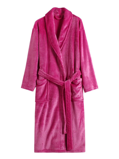 ex Thi Coral Fce Robe Long Flannel Pajamas Autumn Winter Home Clothes Air Conditioning Morning Gown Couple Pyjamas