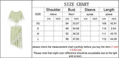 New Women Sexy Cut Out Dresses Solid Lace Spliced Short Cape Sleeve Asymmetric Midi Dresses Summer Ladies Elegant Party Dress