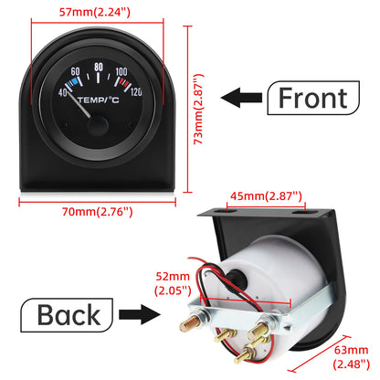 Auto Temperature Meter with Sensor 1/8 NPT 52mm LED Digital Oil /Water Temp Indicator PSI Oil Press Black Gauge Fit Gasoline Car