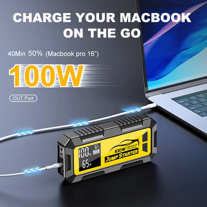 8000A 100W 24000mAh Car Emergency Jump Starter Power Bank Super Capacitor With Fast Charging Booster Car Battery And DC Output
