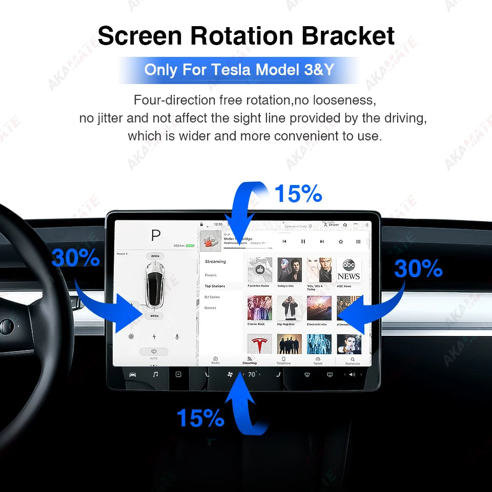 Screen Rotating Bracket for Tesla 2017-2024 Model Y Model 3 Swivel Mount Highland Display Rotating Kit Monitor Rotate Holder