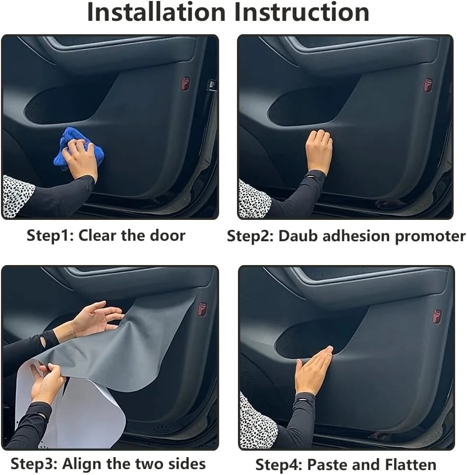 For Tesla Model YL 6-Seater Car Door Anti-Kick Pad Leather Sticker Trim Kit Side Door Protector Cover Car Interior Accessories