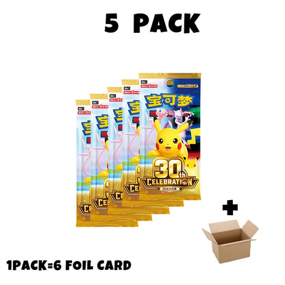 New Pokemon 30th Anniversary All Foil Cards Chinese Ver Booster Pack Special New PTCG Sealed FUR Pikachu Cards For Collection