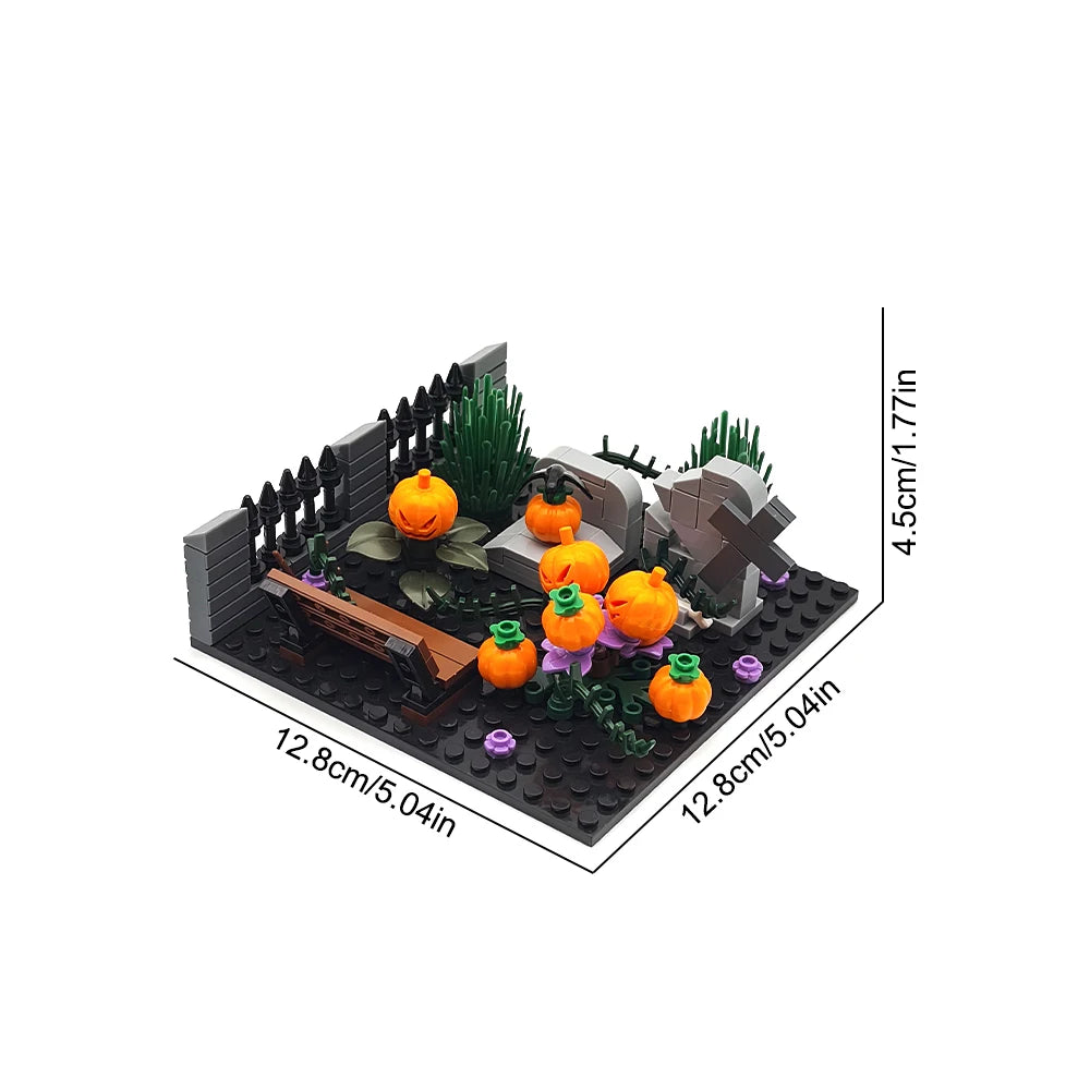 MOC Halloween Haunted House Building Block Toy Set DIY Assembly Horror Cemetery Scene Building Combination Party Decoration Gift