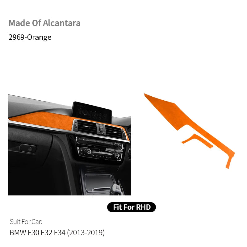 For BMW F30 F32 F34 Center Console Dashboard and Instrument Panel Trim Sticker Car Interior Tuning Accessorie Made of Alcantara