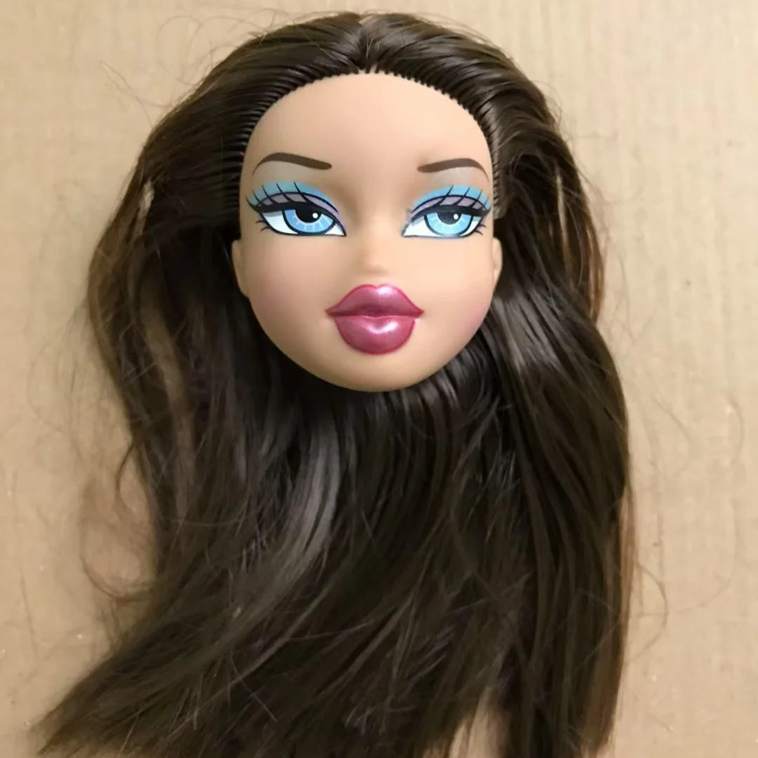 2001 Version Rare Face Doll Heads Classic Bratss White Brown Skin Colorful Hair Girl Boy Doll Parts for Collectors