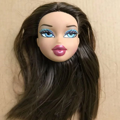 2001 Version Rare Face Doll Heads Classic Bratss White Brown Skin Colorful Hair Girl Boy Doll Parts for Collectors