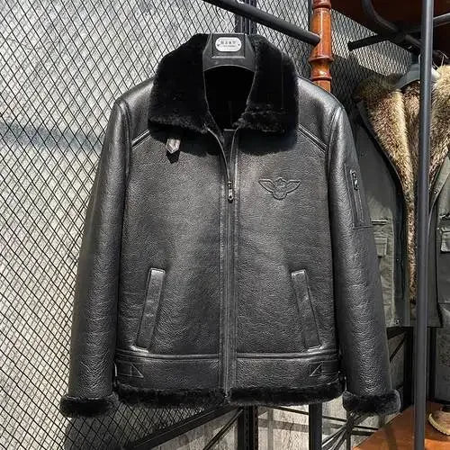 AYUNSUE Winter Men's Leather Jacket Natural Sheepskin Fur Coat Man Clothing Warm Shearling Coats Genuine Leather Chaquetas