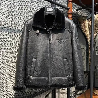 AYUNSUE Winter Men's Leather Jacket Natural Sheepskin Fur Coat Man Clothing Warm Shearling Coats Genuine Leather Chaquetas