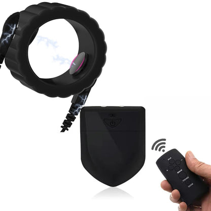 Electro Shock Silicone Penis Ring Bdsm Electric Stimulate Scrotal restraint Massage Cock Cage Masturbation Sex Toys For Men Gay