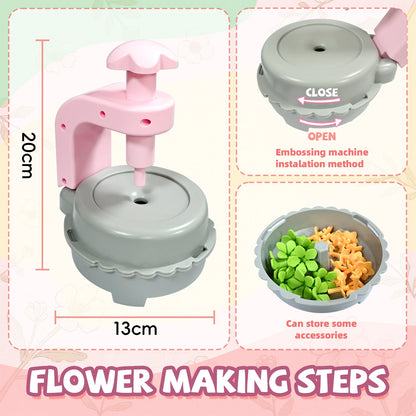 DIY Craft Kits Toys Kids Handmade Bouquet Making Machine Set Artificial Flower Toy Set Flower Arrangement Girls Educational Gift