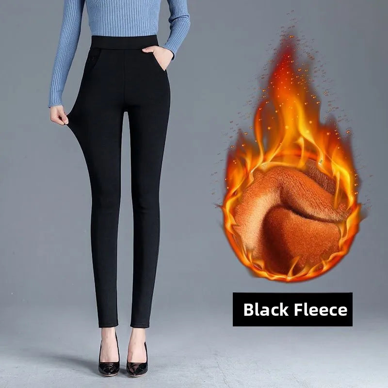 plus Size Fce Lined Straight Leg Pants for Women Autumn Winter Gold Velvet Loose Fit Casual Trousers High Waist Elastic Wa...