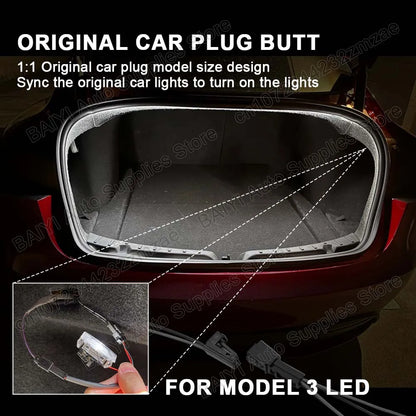 For Tesla MODEL 3 highland Car trunk light bar, Plug & play Rear luggage decoration lights, LED Car interior atmosphere light