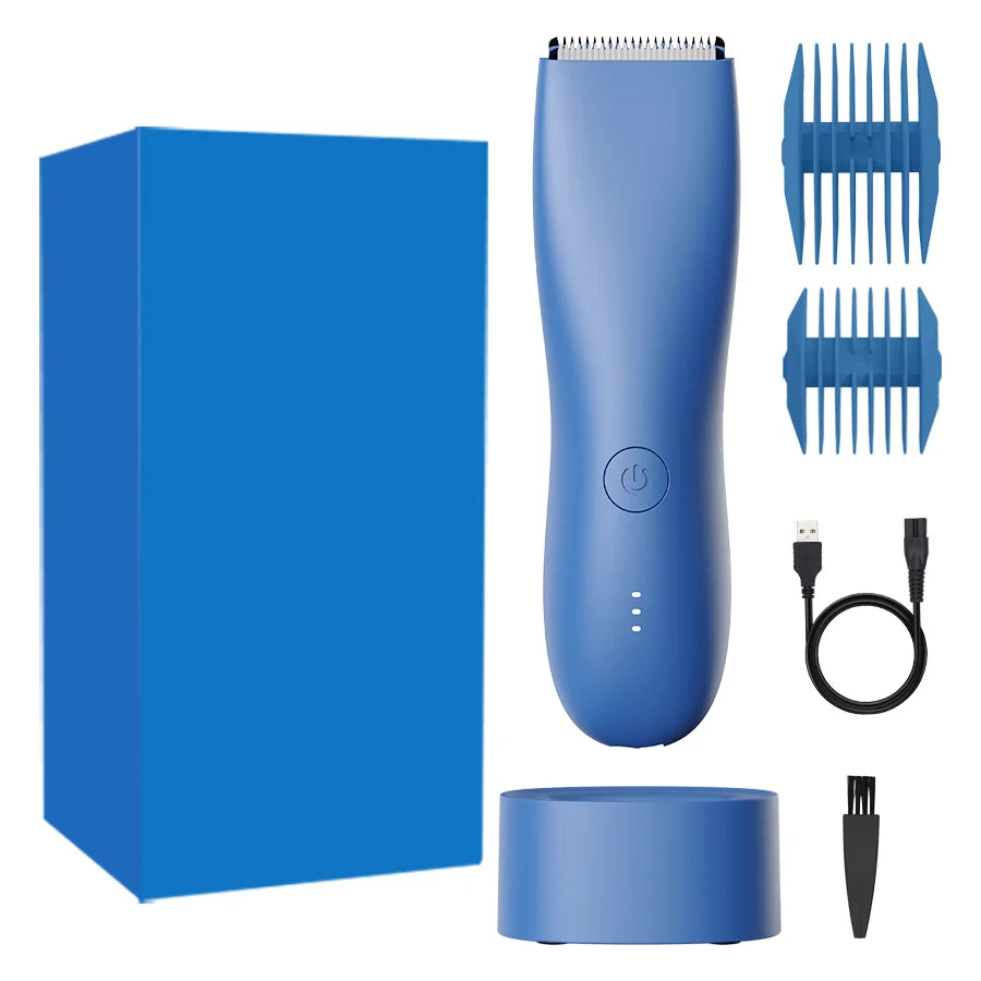 [IPX6] Men's Groin/Body Trimmer w/ SkinSafe - Foil Blades & Precision, Rechargeable Ball Shaver for Sensitive Skin