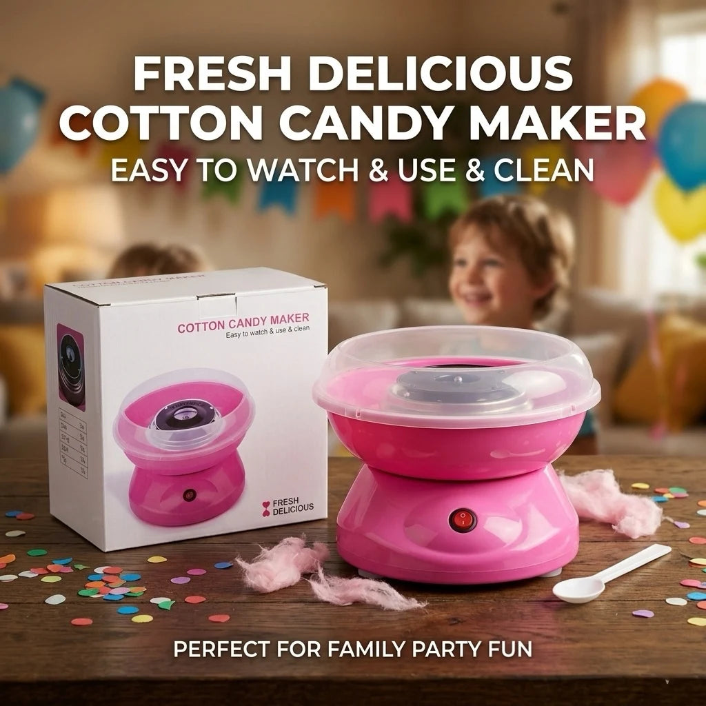 450W Mini Cotton Candy Maker for Home Party Portable Sugar Floss Machine Support Less Oil Easy Clean DIY Sweet Marshmallow Maker