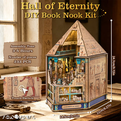Book Nook Kit  3D Wooden Puzzle Egyptian Pharaoh MummyDIY Miniature Dollhouse Pyramid Model Building Home Decoration Gifts