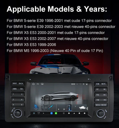 For BMW 5 Series E38 E39 and BMW X5 E53 Car Multimedia Display 7" Touch Screen  GPS Navigation Reverse View Bluetooth FM Radio