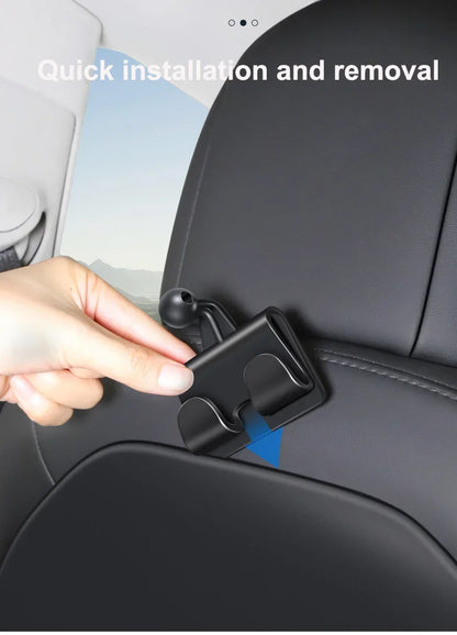 For Tesla Model 3/Y Back Seat Phone Holder with 2 hooks 360° Rotate Stand Auto Headrest Bracket Support For Tablet PC iPad Mini