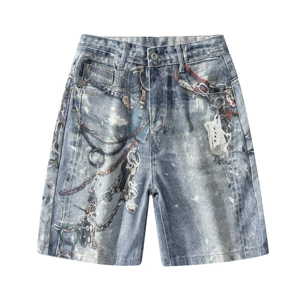 High Street Men Cargo Jeans Shorts Summer Casual Multiple Pockets Loose Shorts Hip Hop Harajuku Denim Short Pants Y2K Clothing