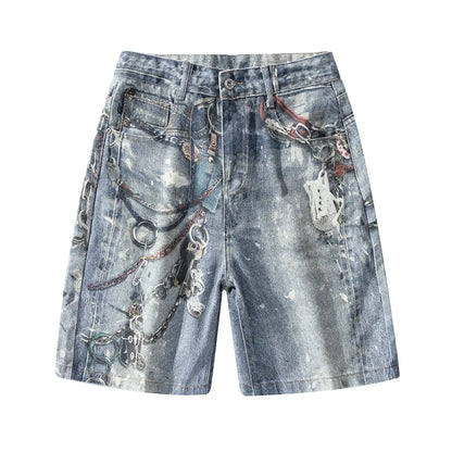High Street Men Cargo Jeans Shorts Summer Casual Multiple Pockets Loose Shorts Hip Hop Harajuku Denim Short Pants Y2K Clothing