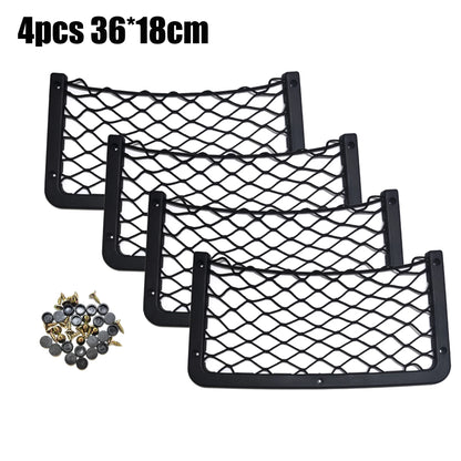 Black Multi Size Car Organizer Net Pocket Car Net Bag Phone Holder Rack Storage Mesh For Car Caravan Motorhome 42x21cm 36x18cm