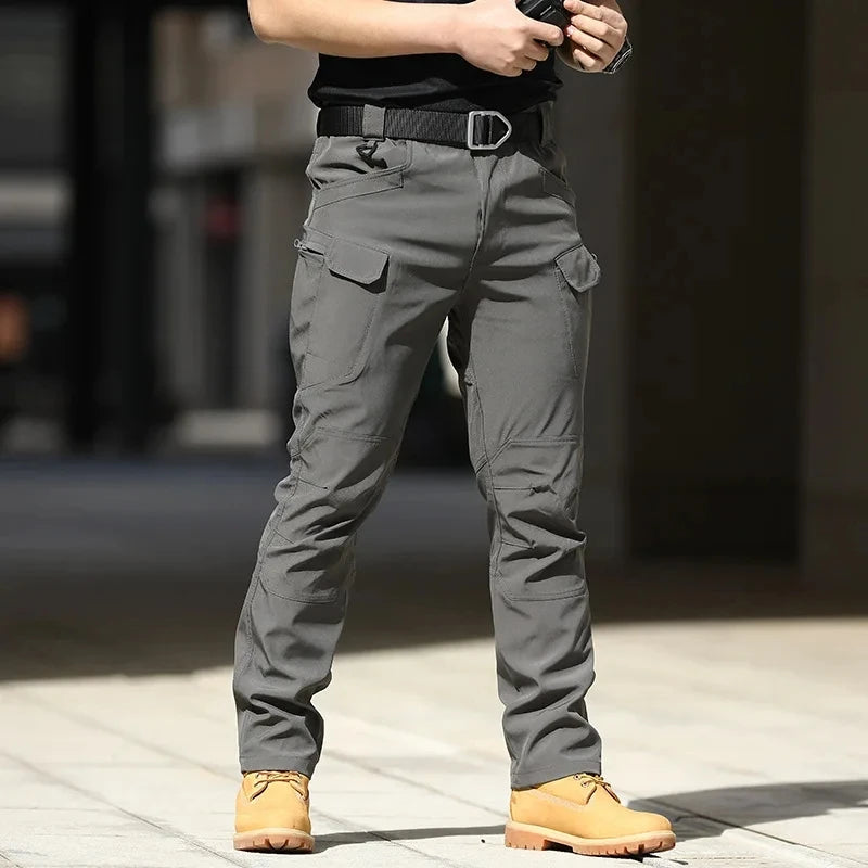 Men'S Tactical Cargo Pants - Softshell, Stretchy Fabric, Multiple Pockets, Button Fly, No Belt, All-Season Outdoor Training Pant