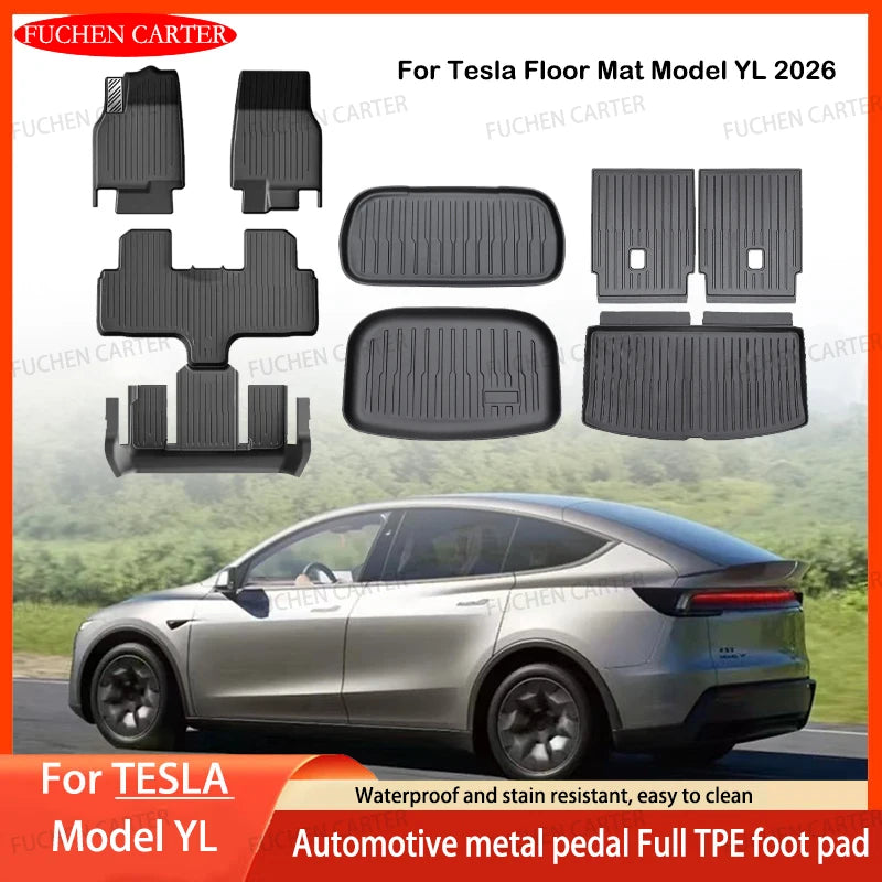 For Tesla Floor Mat Model YL 2026 Car Trunk Mat Set Luggage Mat TPE waterproof Anti-Slip Set LHD Floor Liner Mat Car Accessorie