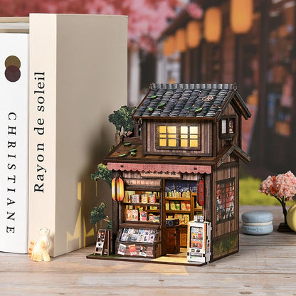3D Puzzles Dollhouses DIY Wooden Book Nook Figurines Miniature Kits Bookshelf Home Bookend Decoration For Adults Handmade Gifts