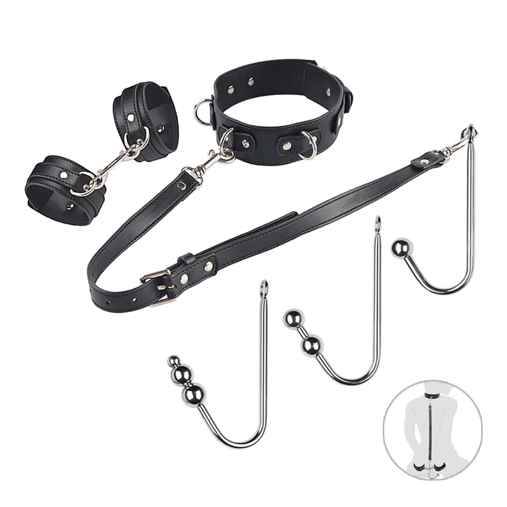 Bondage adult sex toys metal anal hook assisted bondage backyard slave collar obedience master game, adult sex toys