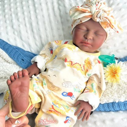 22inch High Quality Full Silicone Reborn Baby Girl Can Open Mouth Lifelike Soft Texture Warm Doll for Emotional Comfort