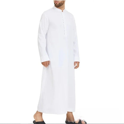Loose Fit Stand Collar African Style Long Robe for Men New Arrival Ethnic Men's Clothing Comfortable Casual Gown