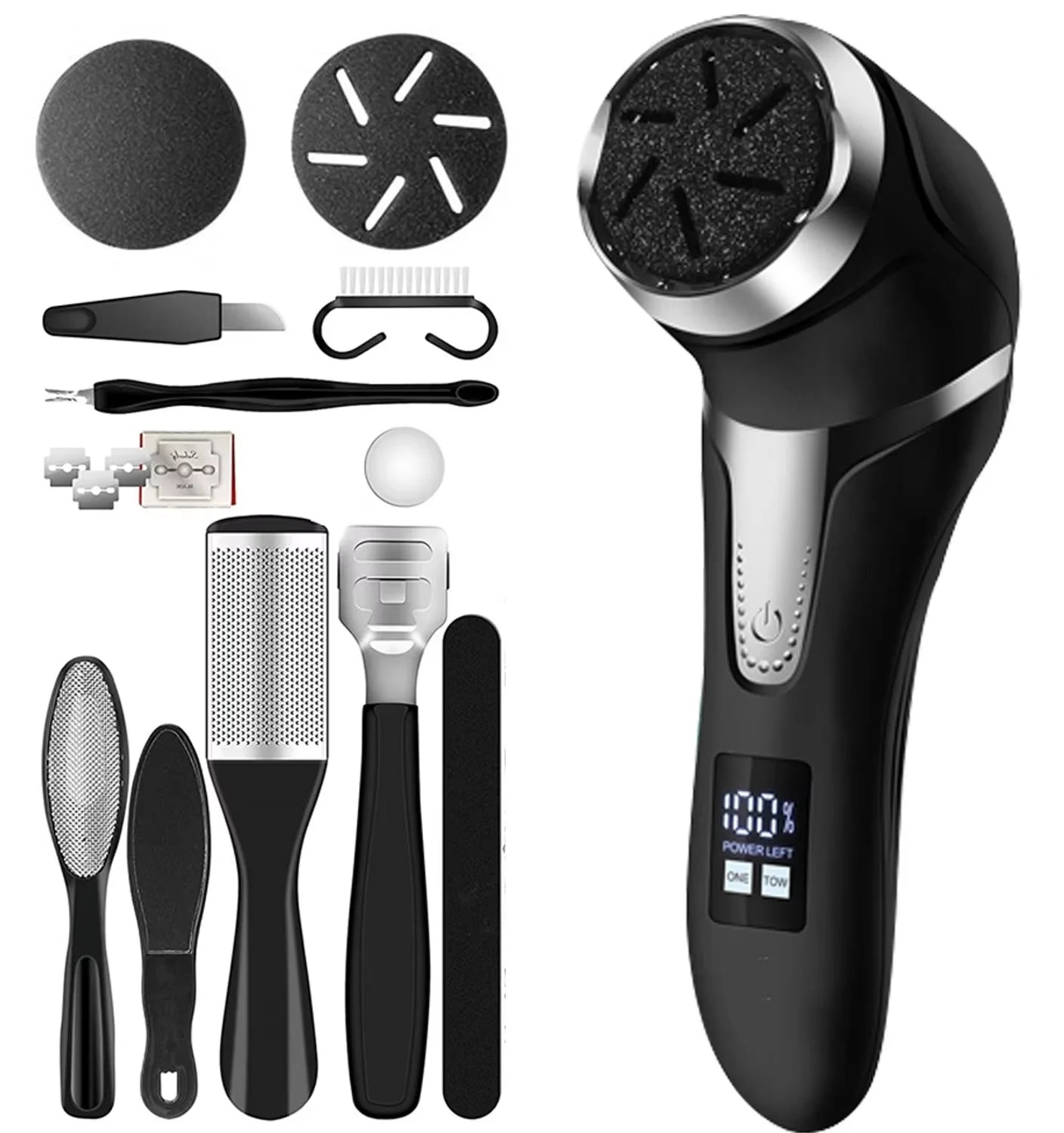 Rechargeable Electric Foot Rasp Electric Pedicure Foot Sander IPX7 Waterproof 3 Grinding Heads to Eliminate Feet Dead Skin
