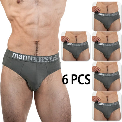 6Pcs Men‘s Large Briefs Mens Comfortable Underpants Man Sexy Gifts Underwear Breathable Triangle Panties Para Hombres 2025 New