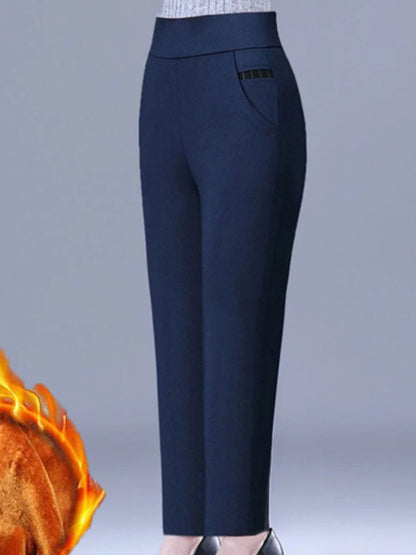 plus Size Fce Lined Straight Leg Pants for Women Autumn Winter Gold Velvet Loose Fit Casual Trousers High Waist Elastic Wa...