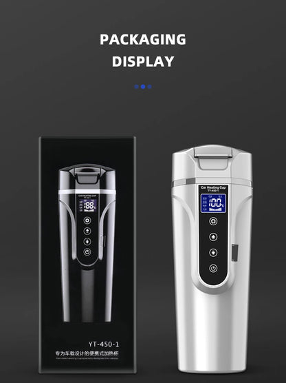 R31 450ml Car Heating Cup 12v/24v Portable Electric Kettle Smart Touch Screen Thermal Mug Temperature Adjustable Car Heating Mug