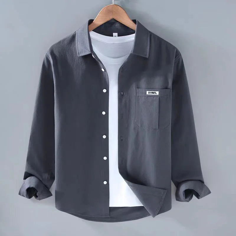 Retro Corduroy Long Sleeve Shirt Jacket Casual Men's Fashion Spring Autumn Loose Fit Youthful Trendy Button up Casual Shirt