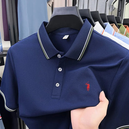 Summer new men's business short sleeved polo shirt T-shirt personalized luxury brand Pony embroidery casual comfortable clothing
