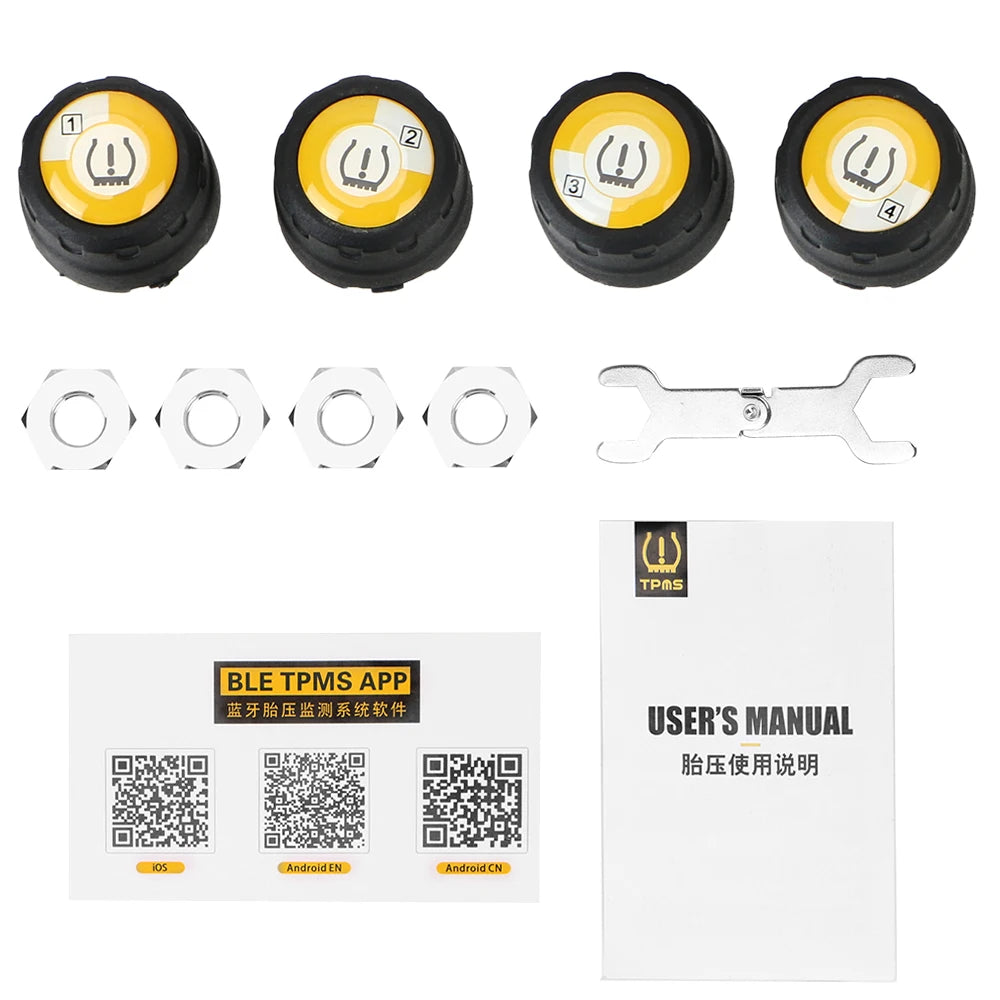 External Alarm Tire Pressure Sensors Car Tire Pressure Sensor Waterproof Android iOS BLE TPMS Universal Bluetooth 4.0 5.0