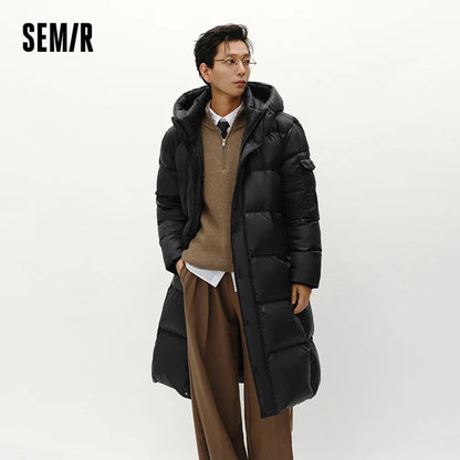 Semir Down Jacket Men Winter 90% Down Fill Goose Down Thickened Water-Repellent Anti-Static Long Hooded Outerwear Men'S Wear