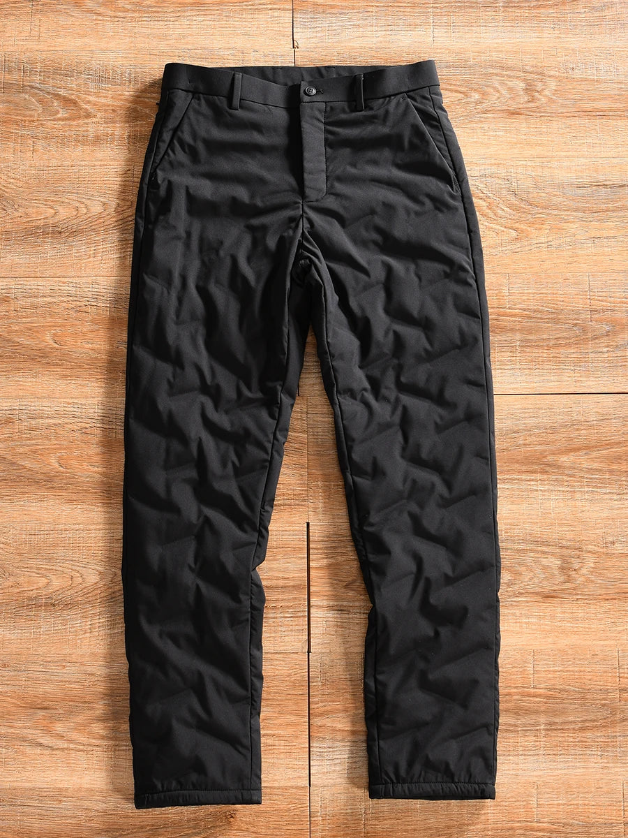 Thickened Duck down Men's Casual Straight Leg down Pants Winter Business Leisure Youth Popular Long Pants Polyester Fiber