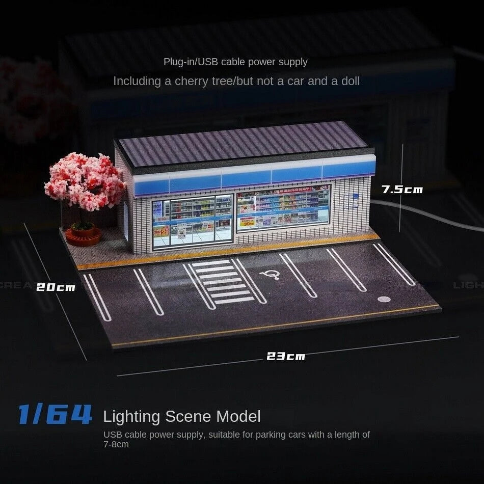 Diorama 1/64 Garage Model City Street Factory Building Scene Parking Lot Model for Die-Cast Car Display Case