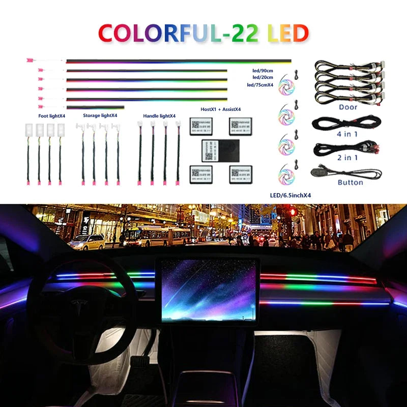 For BMW Only Neon Car Ambient Lights Full 213 Colors Streamer RGB LED Interior Hidden Ergonomic Strip For F10 F20 F30 G20 G30