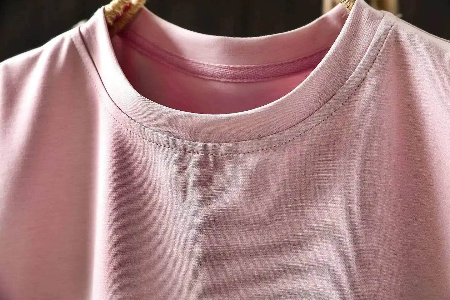 Pink Short-sleeve Women Top 2026 Stylish Summer New Design Pleated Hem Loose T-shirt ZF2158