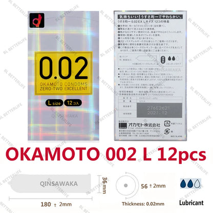 12pcs  JAPAN Okamoto 001 002 Ultra Thin Condom Odorless Sensation Penis Cock Sleeve Polyurethan Intimate Goods Sex Toy Men